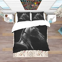 Designart 'Horse in Black Background' Southwestern Bedding Set
