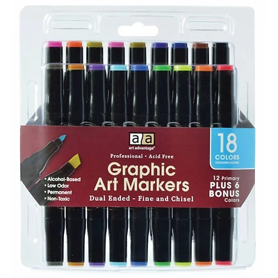 Art Advantage® 18 Color Dual End Graphic Art Markers