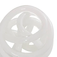 White Iridescent Knotted Glass Ball Sculpture Set