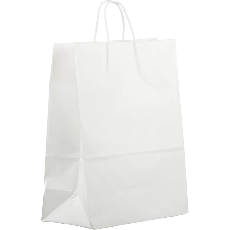 JAM Paper 15.5" White Kraft Solid Gift Bags, 100ct.