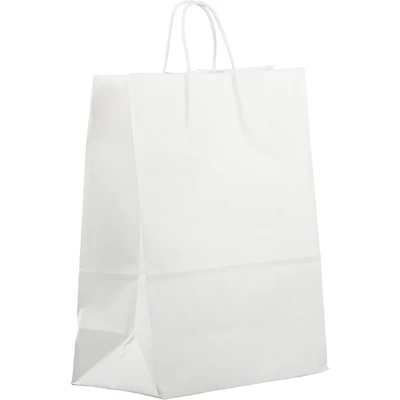 JAM Paper 15.5" White Kraft Solid Gift Bags, 100ct.