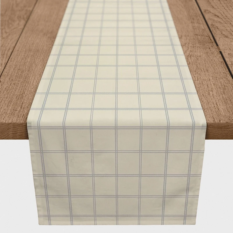 72" Gray & Cream Check Cotton Twill Runner