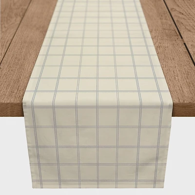 72" Gray & Cream Check Cotton Twill Runner