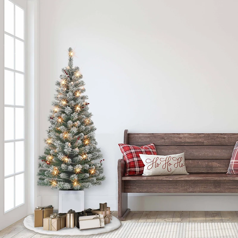 2 Pack 5ft. Pre-Lit Western Spruce Artificial Christmas Tree in Pot, Clear Incandescent Lights