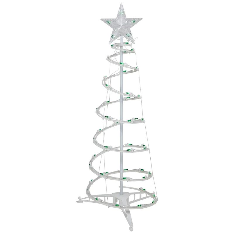 Green Lighted Spiral Christmas Trees Set