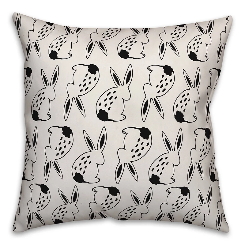 Black & White Spotted Bunny Pattern Throw Pillow