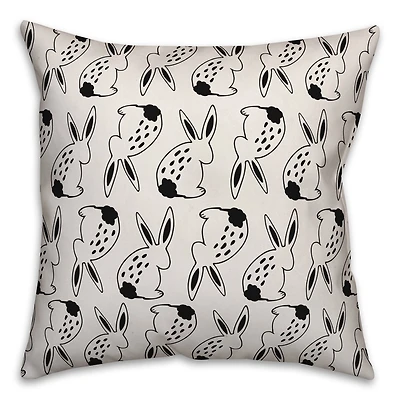Black & White Spotted Bunny Pattern Throw Pillow