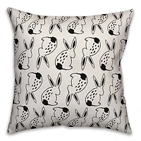 Black & White Spotted Bunny Pattern Throw Pillow
