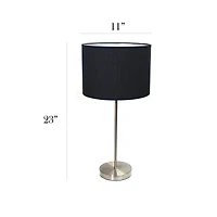 Simple Designs 23" Brushed Nickel Stick Lamp with Black Fabric Shade