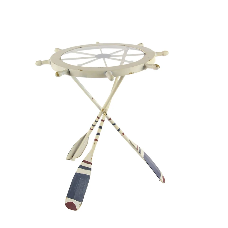 2.5ft. White Coastal Metal Accent Table