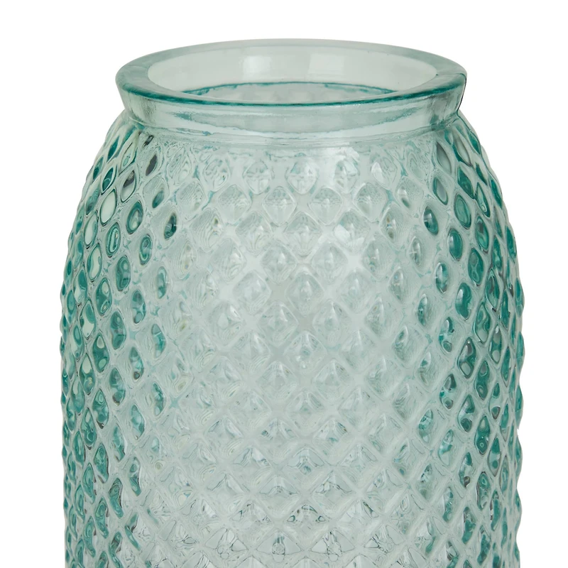 Blue Recycled Glass Spanish Decorative Jars 6" x 6" x 11"