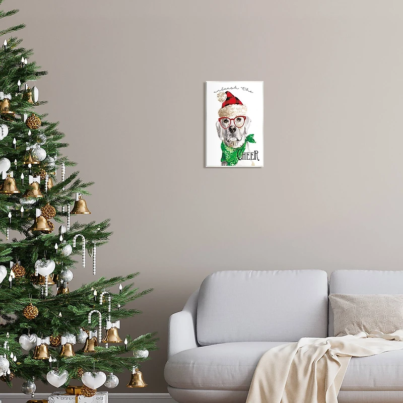 Stupell Industries Unleash The Cheer Holiday Dog Wall Plaque Art