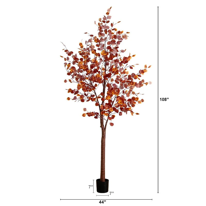 9ft. Pre-Lit Grand Autumn Eucalyptus Artificial Fall Tree with 700 Warm White LED Lights