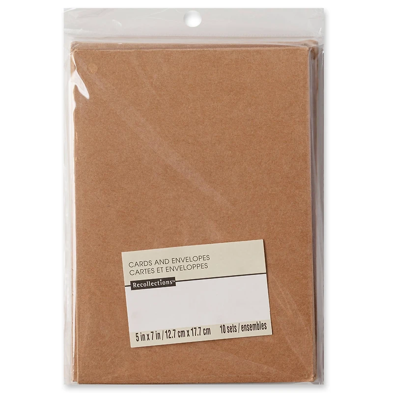 12 Packs: 10 ct. (120 total) Kraft Gatefold Cards & Envelopes by Recollections™, 5" x 7"