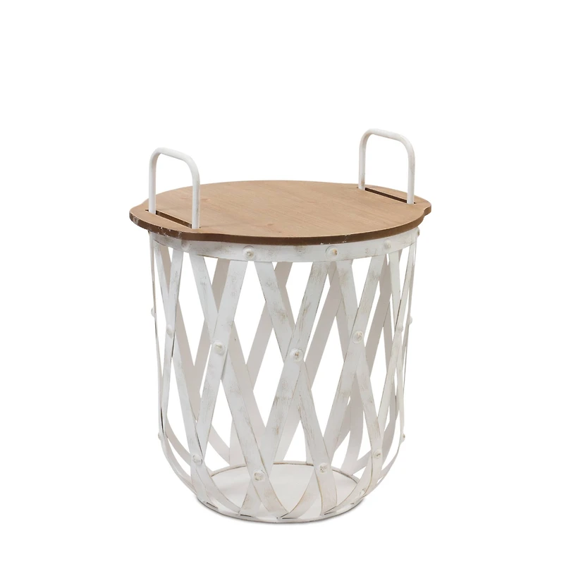 White Side Basket Table Set
