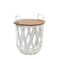 White Side Basket Table Set