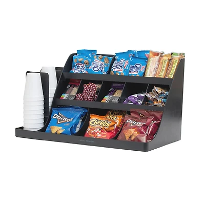 Mind Reader Black 14-Compartment 3-Tier Large Breakroom Coffee Condiment Organizer