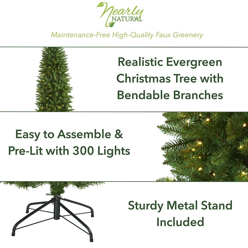 7ft. Pre-Lit Green Mountain Pine Artificial Christmas Tree, Clear LED Lights