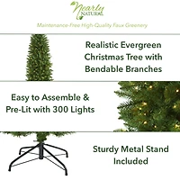 7ft. Pre-Lit Green Mountain Pine Artificial Christmas Tree, Clear LED Lights