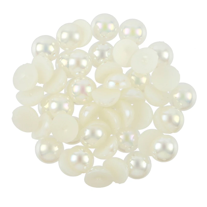 7.5mm Ivory AB Round Flatback Plastic Pearls, 1,200ct. by Bead Landing™
