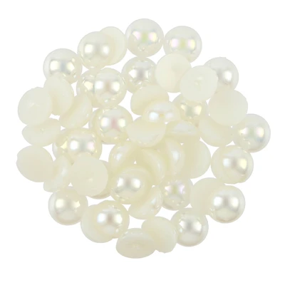 7.5mm Ivory AB Round Flatback Plastic Pearls, 1,200ct. by Bead Landing™
