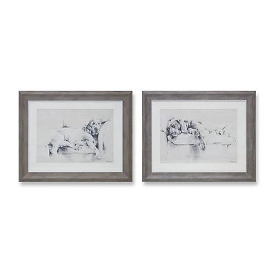 Framed Dog Wall Print Set