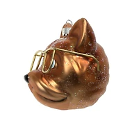 3.25" Brown Bulldog with Glasses Glass Ornament by Ashland®