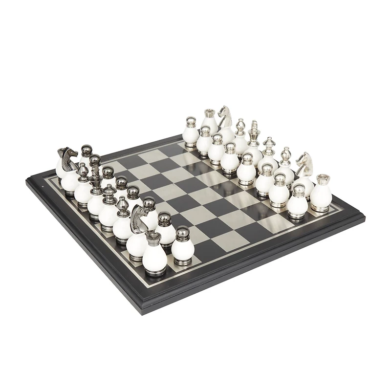 Black Aluminum Contemporary Game Set, 16" x 16" x 4"