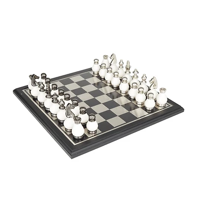 Black Aluminum Contemporary Game Set, 16" x 16" x 4"