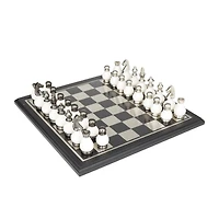 Black Aluminum Contemporary Game Set, 16" x 16" x 4"