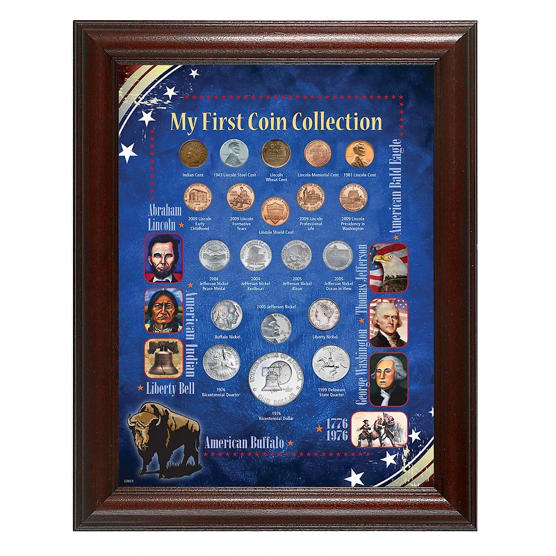 My First Coin Collection in 11" x 14" Wood Frame