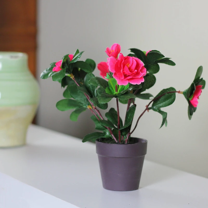 7.5" Pink Potted Artificial Spring Rose Plant