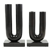 Black Aluminum U-Shaped Candle Holder Set