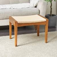 22" Brown Traditional Living Room Stool with Rope Wrapped Seat