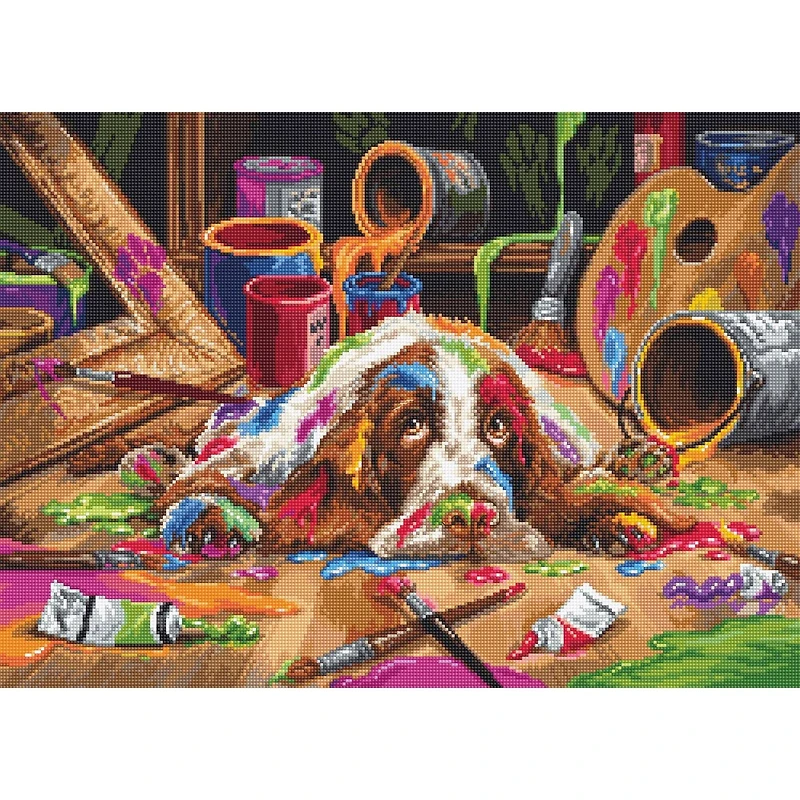 Luca-S Puppy Picasso Counted Cross Stitch Kit