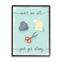 Stupell Industries Rock Paper Scissors Playful Illustration All Get Along in Frame Wall Art
