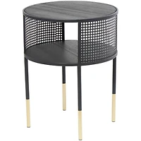 21" Black Metal Open Grid Frame Accent Table