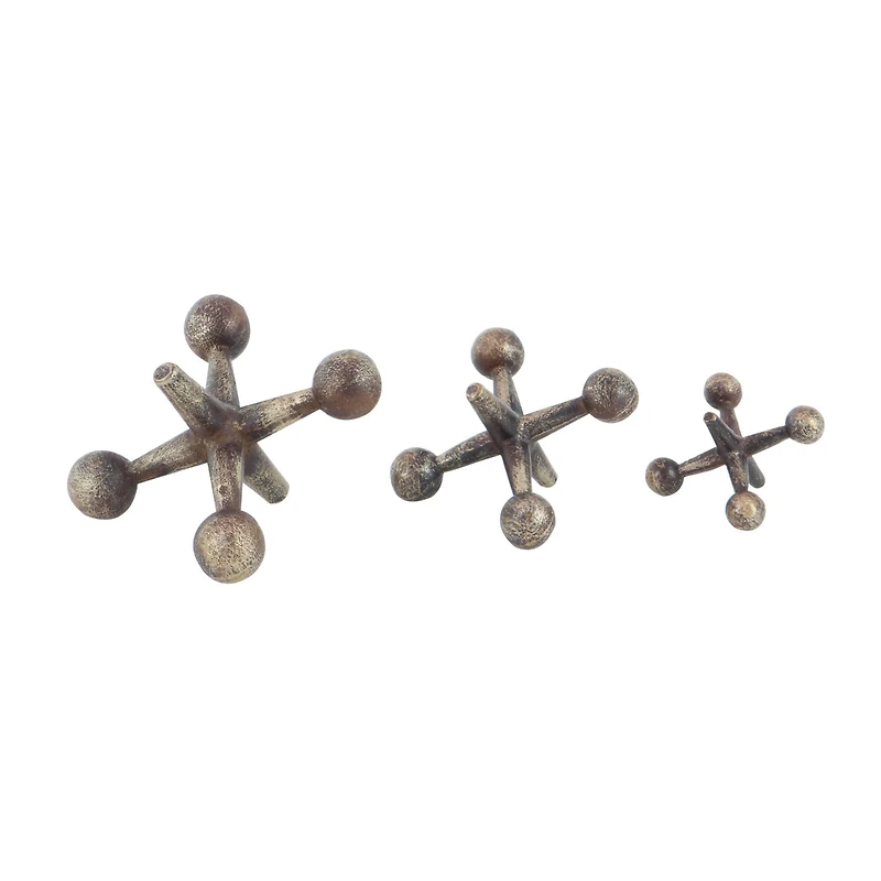 Gold Metal Modern Geometric Sculpture Set