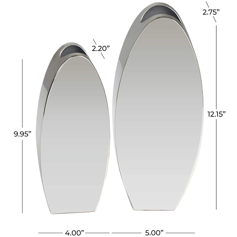 The Novogratz Silver Stainless Steel Vase with a Sleek Mirror Finish Set