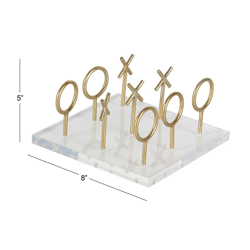 CosmoLiving by Cosmopolitan Gold & White Acrylic Glam Tic-Tac-Toe Game Set