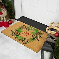 30" Joy Wreath Natural Coir Christmas Doormat