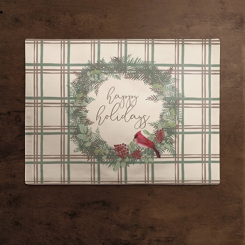 Happy Holidays Plaid Cotton Twill Placemat