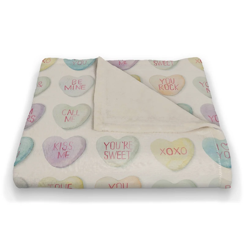Be Mind Candy Heart Coral Fleece Throw Blanket
