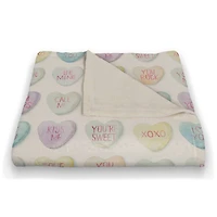 Be Mind Candy Heart Coral Fleece Throw Blanket