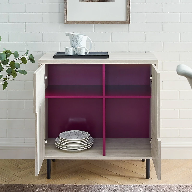 Walker Edison Birch/Magenta Interior Modern Accent Cabinet