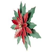 16.25" Large Red and Green Metal Poinsettia Christmas Wall Hanging