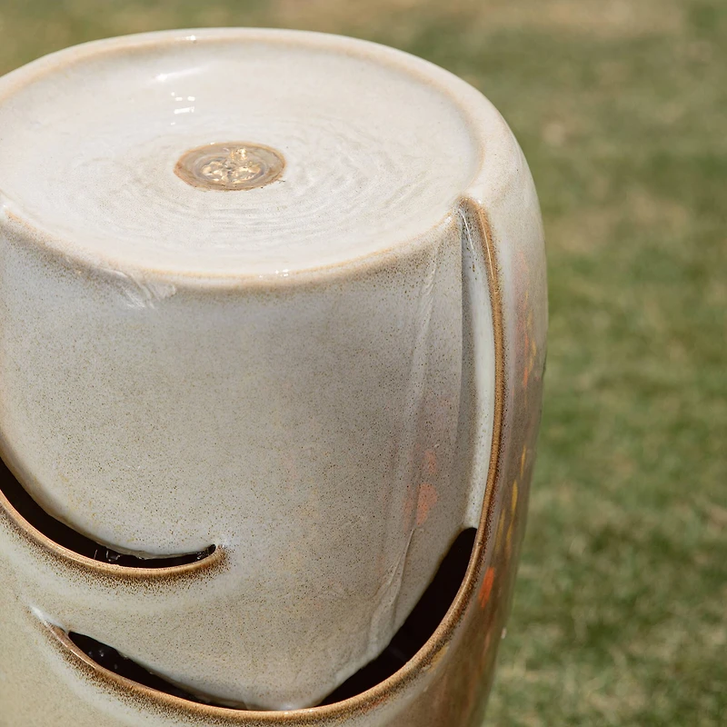 Glitzhome® 21" Sand Beige LED Ceramic Fountain