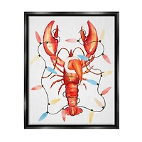 Stupell Industries Nautical Lobster Christmas Lights Framed Floater Canvas Wall Art