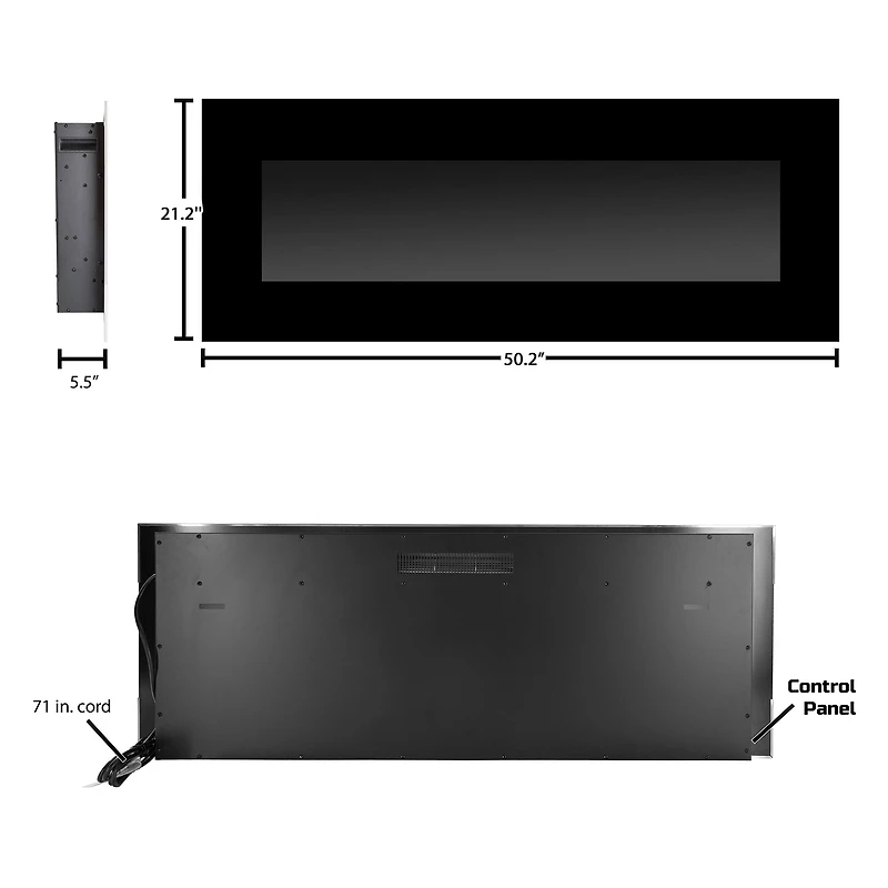 Hastings Home 50" Black LED Electric Fireplace
