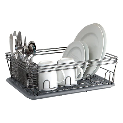 Laura Ashley Gray Speckled Dish Rack Set